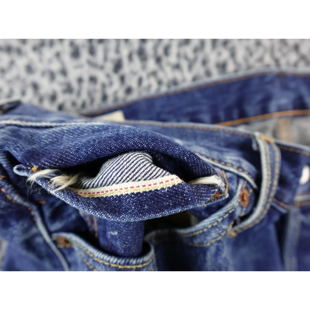 Levi's 501 Selvedge Cutoff Denim Shorts Blue Distressed Frayed Hem Men's Size 32